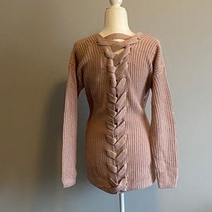 Dusty Pink Braided Sweater